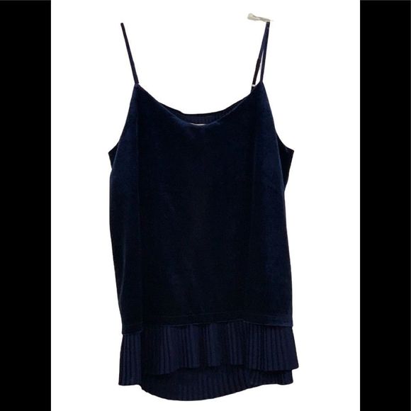 Rose & Olive Tops - Rose+Olive Velvet Spaghetti Strap Top Deep Blue Pleated Detail Size Small